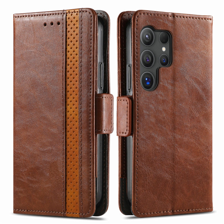 For Samsung Galaxy S25 Ultra 5G CaseNeo Splicing Dual Magnetic Buckle Leather Phone Case(Brown) - Galaxy S25 Ultra 5G Cases by CaseNeo | Online Shopping UK | buy2fix