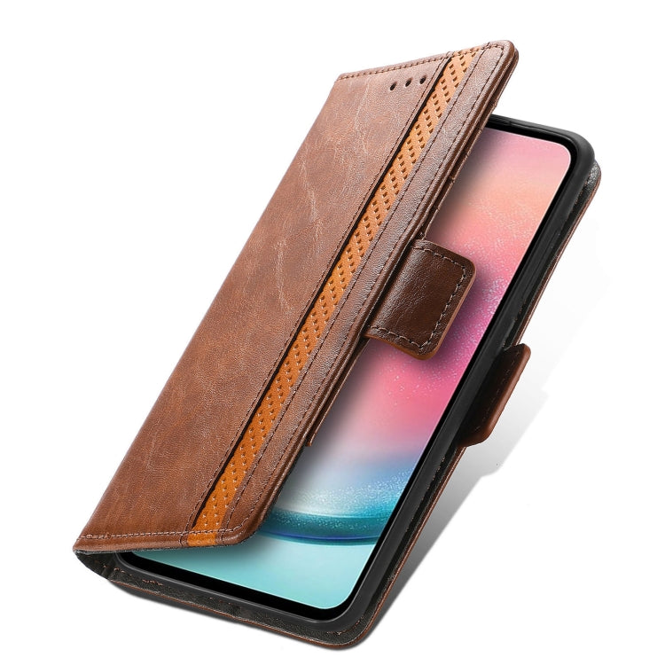 For Samsung Galaxy S25 Ultra 5G CaseNeo Splicing Dual Magnetic Buckle Leather Phone Case(Brown) - Galaxy S25 Ultra 5G Cases by CaseNeo | Online Shopping UK | buy2fix