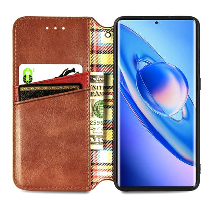 For Blackview A200 Pro Cubic Grid Pressed Magnetic Leather Phone Case(Brown) - More Brand by buy2fix | Online Shopping UK | buy2fix