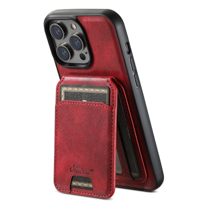 For iPhone 13 Pro Max Suteni H15 MagSafe Oil Eax Leather Detachable Wallet Back Phone Case(Red) - iPhone 13 Pro Max Cases by Suteni | Online Shopping UK | buy2fix