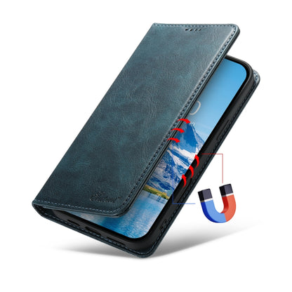 For iPhone 16 Suteni J02 Oil Wax Wallet Leather Phone Case(Blue) - iPhone 16 Cases by Suteni | Online Shopping UK | buy2fix