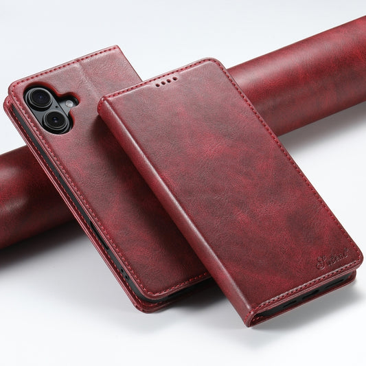 For iPhone 16 Plus Suteni J02 Oil Wax Wallet Leather Phone Case(Red) - iPhone 16 Plus Cases by Suteni | Online Shopping UK | buy2fix