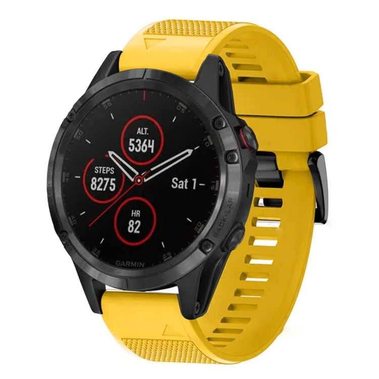 For Garmin Fenix 5 22mm Quick Release Silicone Watch Band(Yellow) - Watch Bands by buy2fix | Online Shopping UK | buy2fix