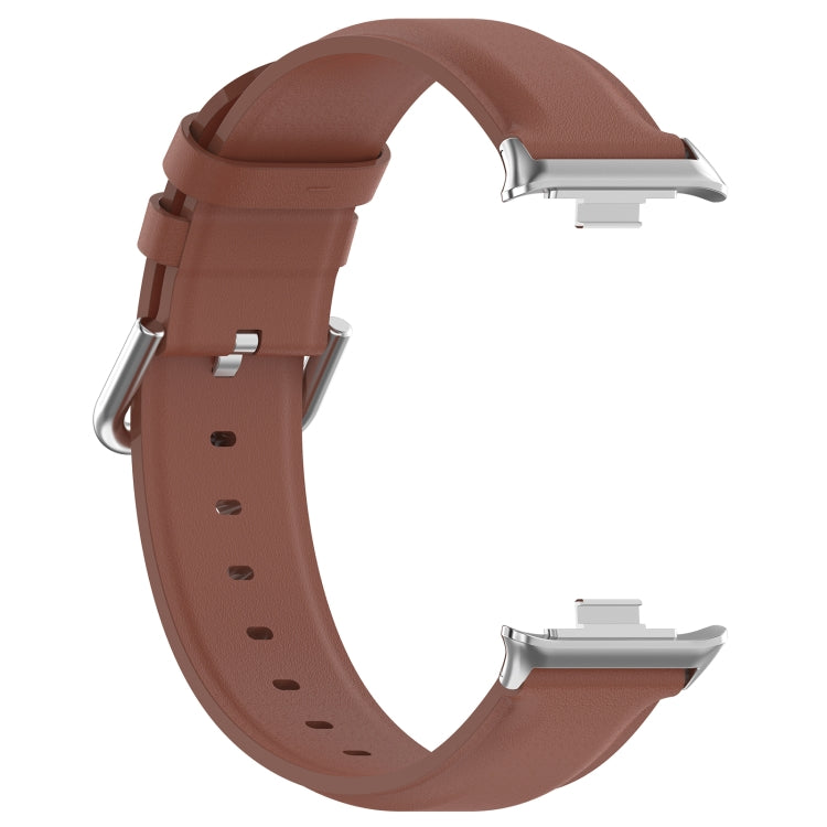 For Xiaomi Mi Band 8 Pro Round Tail Top Layer Leather Watch Band(Brown) - Watch Bands by buy2fix | Online Shopping UK | buy2fix