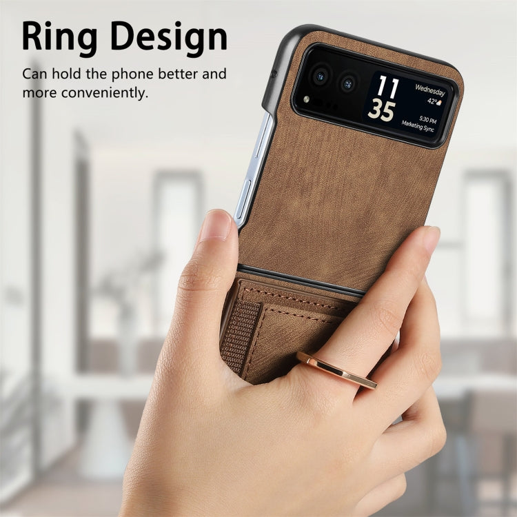 For Motorola Razr 40 Ultra Retro Skin-feel Ring Multi-card Wallet Phone Case(Brown) - Motorola Cases by buy2fix | Online Shopping UK | buy2fix