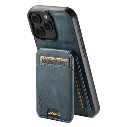 For iPhone 16 Pro Max Suteni H02 Leather Wallet Stand Back Phone Case(Blue) - iPhone 16 Pro Max Cases by Suteni | Online Shopping UK | buy2fix