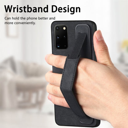 For Samsung Galaxy S20+ Retro Wristband Holder Leather Back Phone Case(Black) - Galaxy Phone Cases by buy2fix | Online Shopping UK | buy2fix