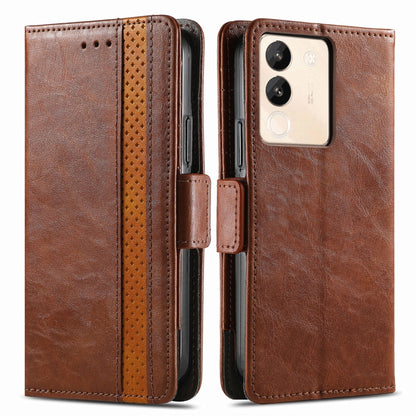 For vivo X100 CaseNeo Splicing Dual Magnetic Buckle Leather Phone Case(Brown) - X100 Cases by imak | Online Shopping UK | buy2fix