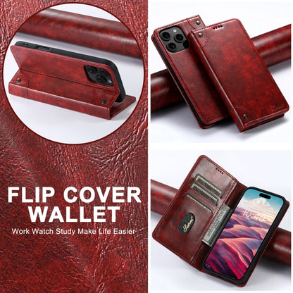 For iPhone 16 Pro Suteni Baroque Calf Texture Buckle Wallet Leather Phone Case(Red) - iPhone 16 Pro Cases by Suteni | Online Shopping UK | buy2fix