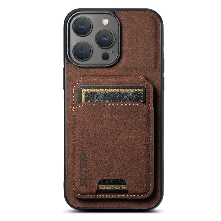 For iPhone 15 Pro Max Suteni H02 Litchi Leather Card Wallet Stand Back Phone Case(Brown) - iPhone 15 Pro Max Cases by Suteni | Online Shopping UK | buy2fix