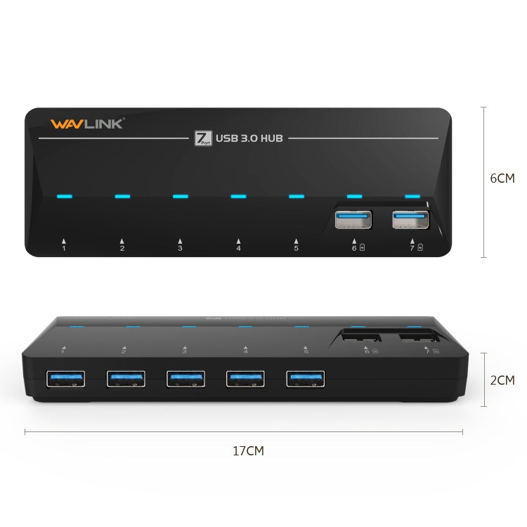 WAVLINK WL-UH3073D USB3.0 HUB Adapter 7-Port Docking Station with Individual Switch(US Plug) - USB 3.0 HUB by WAVLINK | Online Shopping UK | buy2fix