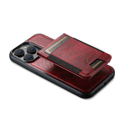 For iPhone 14 Pro Suteni H17 Oil Eax Leather MagSafe Detachable Wallet Phone Case(Red) - iPhone 14 Pro Cases by Suteni | Online Shopping UK | buy2fix