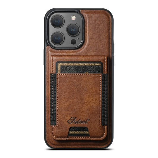 For iPhone 16 Pro Max Suteni H17 Oil Eax Leather MagSafe Detachable Wallet Phone Case(Brown) - iPhone 16 Pro Max Cases by Suteni | Online Shopping UK | buy2fix