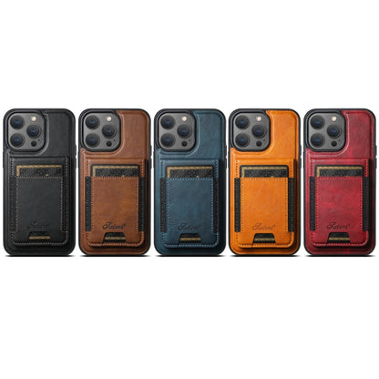 For iPhone 15 Plus Suteni H17 Oil Eax Leather MagSafe Detachable Wallet Phone Case(Blue) - iPhone 15 Plus Cases by Suteni | Online Shopping UK | buy2fix