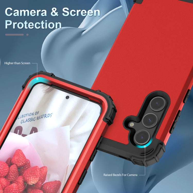 For Samsung Galaxy S24 5G 3 in 1 Silicone Hybrid PC Shockproof Phone Case(Red) - Galaxy S24 5G Cases by buy2fix | Online Shopping UK | buy2fix