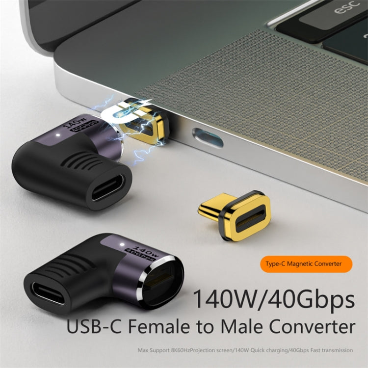 140W 5A USB 4.0 USB-C / Type-C to Type-C 40Gbps Data OTG Magnetic Adapter, Spec:L-shape Elbow - OTG Adapter by buy2fix | Online Shopping UK | buy2fix