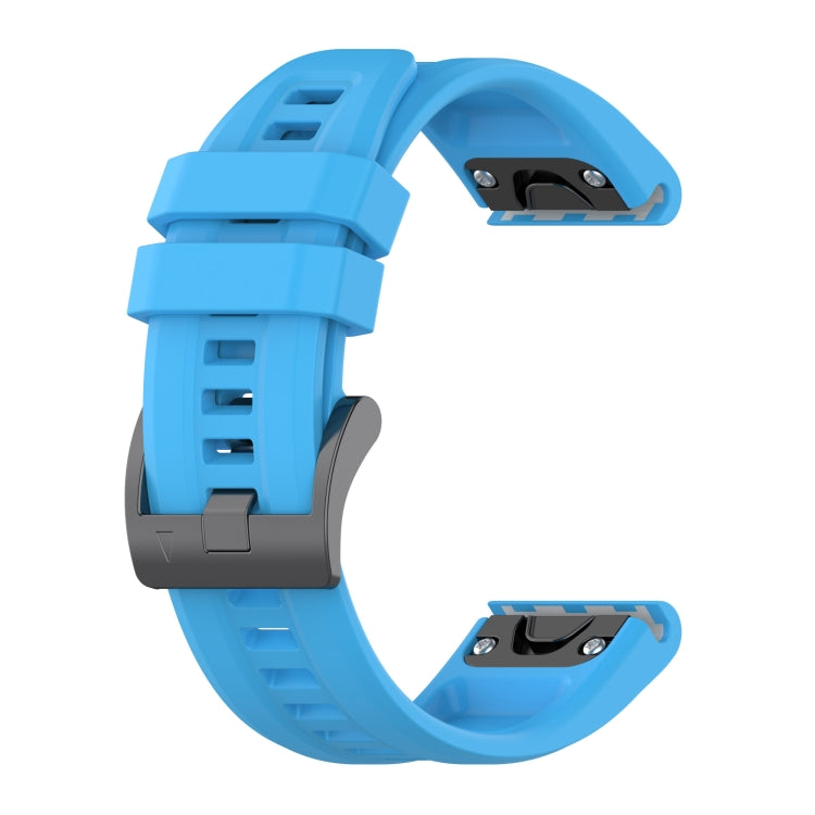 For Garmin Quatix 7 Pro Solid Color Black Buckle Silicone Quick Release Watch Band(Sky Blue) - Watch Bands by buy2fix | Online Shopping UK | buy2fix