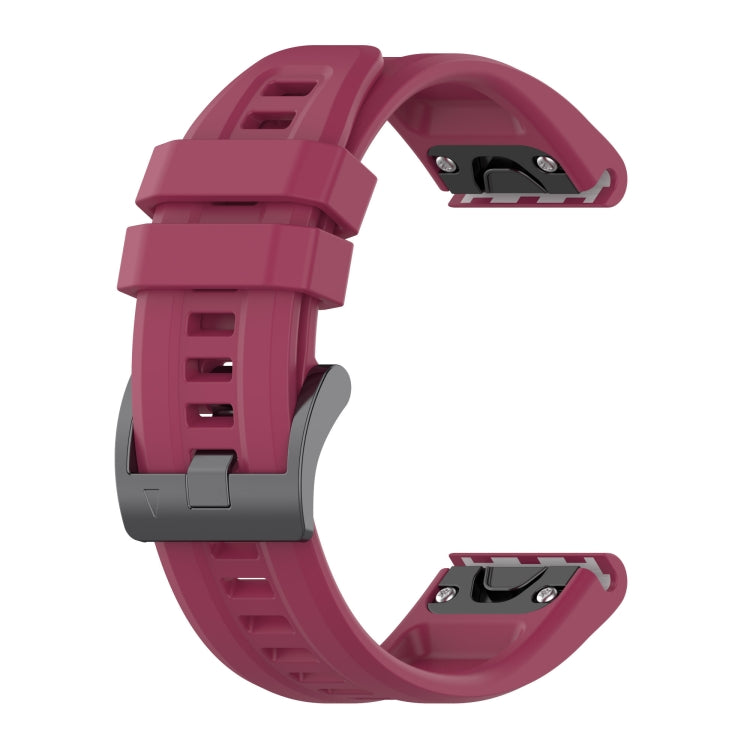 For Garmin Instinct 2 / Instinct Solid Color Black Buckle Silicone Quick Release Watch Band(Wine Red) - Watch Bands by buy2fix | Online Shopping UK | buy2fix