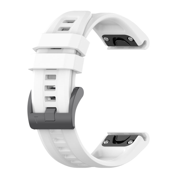 For Garmin Instinct 2 / Instinct Solid Color Black Buckle Silicone Quick Release Watch Band(White) - Watch Bands by buy2fix | Online Shopping UK | buy2fix