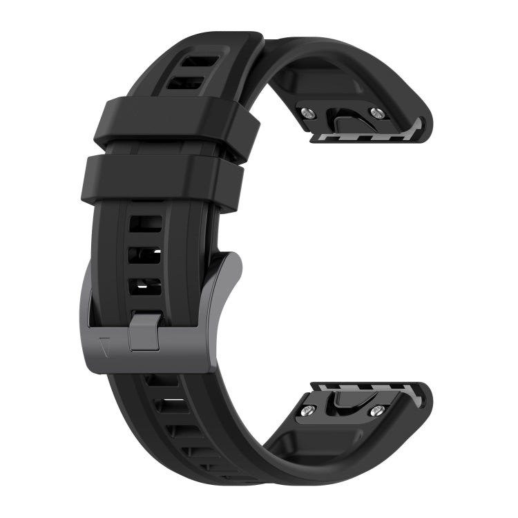 For Garmin Fenix 6 Pro GPS Solid Color Black Buckle Silicone Quick Release Watch Band(Black) - Watch Bands by buy2fix | Online Shopping UK | buy2fix