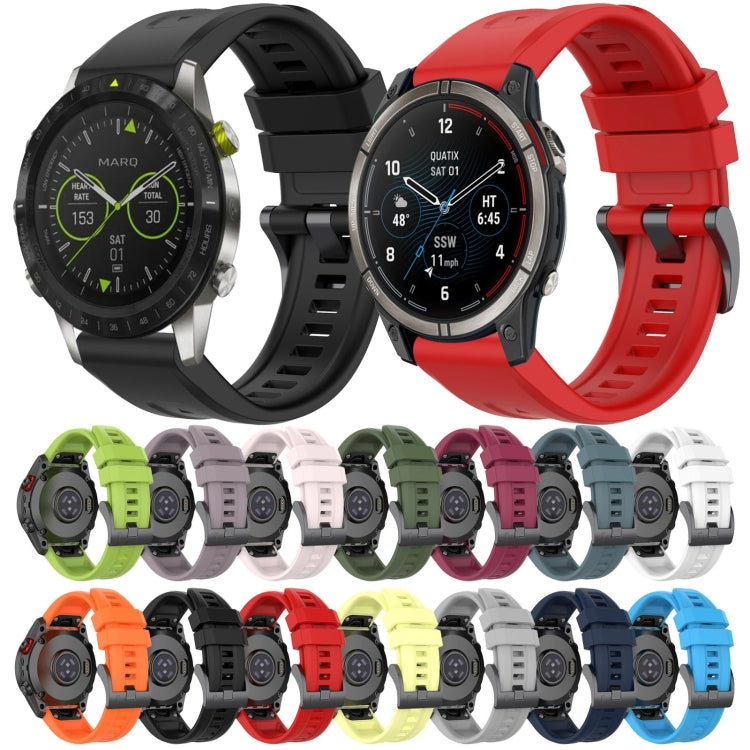 For Garmin Fenix 7 Solar / Sapphire Solar Solid Color Black Buckle Silicone Quick Release Watch Band(Lime green) - Watch Bands by buy2fix | Online Shopping UK | buy2fix