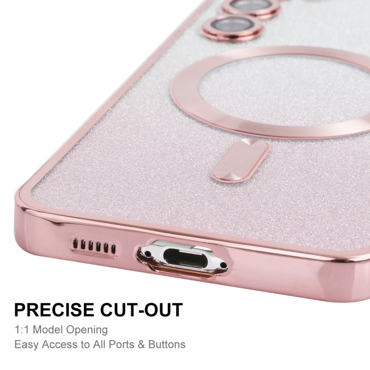 For Samsung Galaxy S24 5G ENKAY Hat-Prince Magnetic Glitter Plated TPU Phone Case with Lens Film(Pink) - Galaxy S24 5G Cases by ENKAY | Online Shopping UK | buy2fix