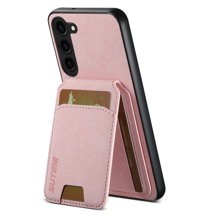 For Samsung Galaxy S24+ 5G Suteni H02 Litchi Leather Card Wallet Stand Back Phone Case(Pink) - Galaxy S24+ 5G Cases by Suteni | Online Shopping UK | buy2fix