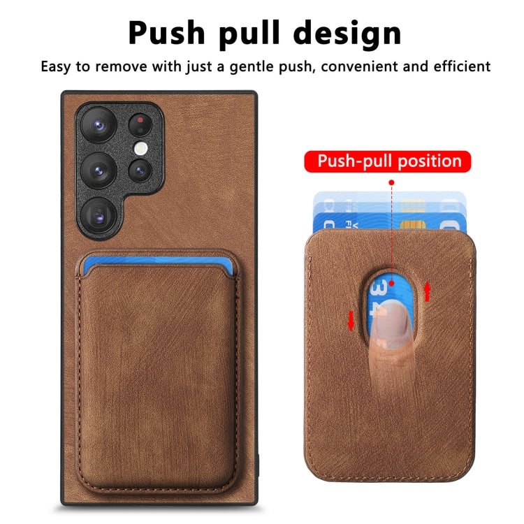 For Samsung Galaxy S23 Ultra 5G Retro Leather Card Bag Magnetic Phone Case(Brown) - Galaxy S23 Ultra 5G Cases by buy2fix | Online Shopping UK | buy2fix