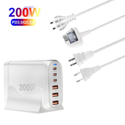 GaN PD100W Type-C x 3 + USB x 3 Multi Port Laptop Adapter, White, Plug Size:UK Plug - Universal Power Adapter by buy2fix | Online Shopping UK | buy2fix