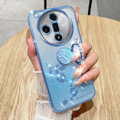 For OPPO Find X7 Gradient Glitter Immortal Flower Ring All-inclusive Phone Case(Blue) - Find X7 Cases by buy2fix | Online Shopping UK | buy2fix