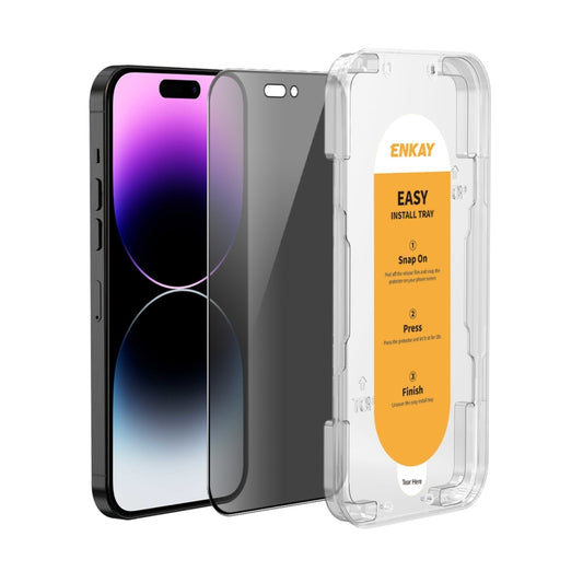 For iPhone 14 Pro Max ENKAY Easy Install Anti-peeping Privacy Full Screen Tempered Glass Film - iPhone 14 Pro Max Tempered Glass by ENKAY | Online Shopping UK | buy2fix