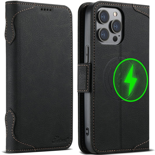 For iPhone 12 / 12 Pro SUTENI J07 Multifunctional Horizontal Flip Magsafe Leather Phone Case(Black) - iPhone 12 / 12 Pro Cases by Suteni | Online Shopping UK | buy2fix