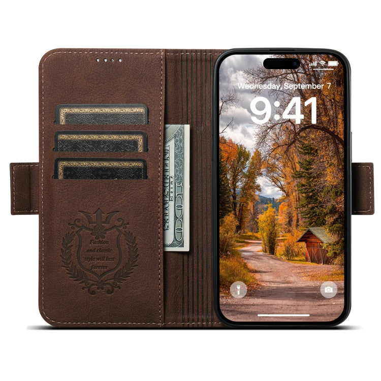 For iPhone 14 Pro Max SUTENI J07 Multifunctional Horizontal Flip Magsafe Leather Phone Case(Brown) - iPhone 14 Pro Max Cases by Suteni | Online Shopping UK | buy2fix