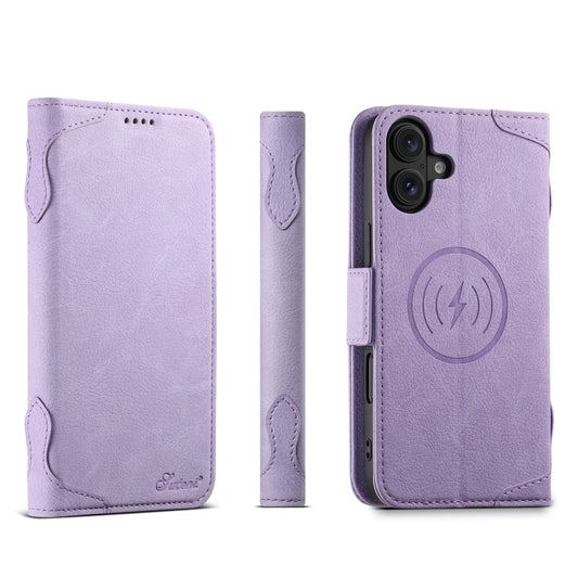 For iPhone 16 SUTENI J07 Multifunctional Horizontal Flip Magsafe Leather Phone Case(Purple) - iPhone 16 Cases by Suteni | Online Shopping UK | buy2fix