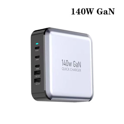 GAN 140W PD65W / PD20W / QC3.0 USB Five Port Laptop Adapter, Plug:US Plug - Universal Power Adapter by buy2fix | Online Shopping UK | buy2fix