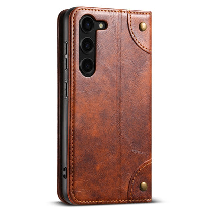 For Samsung Galaxy S24 5G Suteni Baroque Calf Texture Buckle Wallet Leather Phone Case(Khaki) - Galaxy S24 5G Cases by Suteni | Online Shopping UK | buy2fix