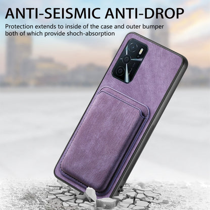 For OPPO Reno10 Global Retro Leather Card Bag Magnetic Phone Case(Purple) - OPPO Cases by buy2fix | Online Shopping UK | buy2fix