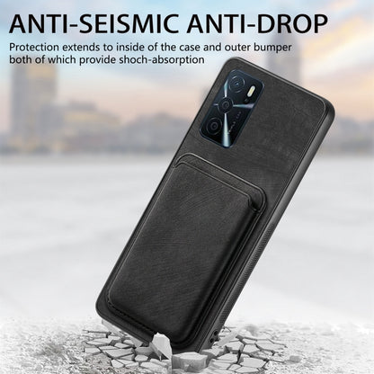 For OPPO A78 4G Retro Leather Card Bag Magnetic Phone Case(Black) - OPPO Cases by buy2fix | Online Shopping UK | buy2fix