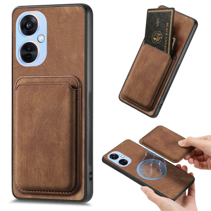 For OPPO K11X 5G Retro Leather Card Bag Magnetic Phone Case(Brown) - OPPO Cases by buy2fix | Online Shopping UK | buy2fix