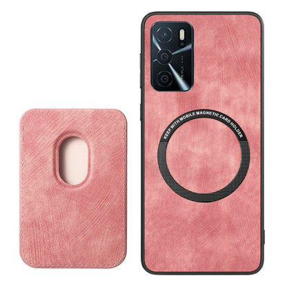 For OPPO A1 5G Retro Leather Card Bag Magnetic Phone Case(Pink) - OPPO Cases by buy2fix | Online Shopping UK | buy2fix