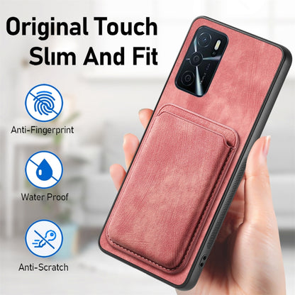 For OPPO A1 5G Retro Leather Card Bag Magnetic Phone Case(Pink) - OPPO Cases by buy2fix | Online Shopping UK | buy2fix