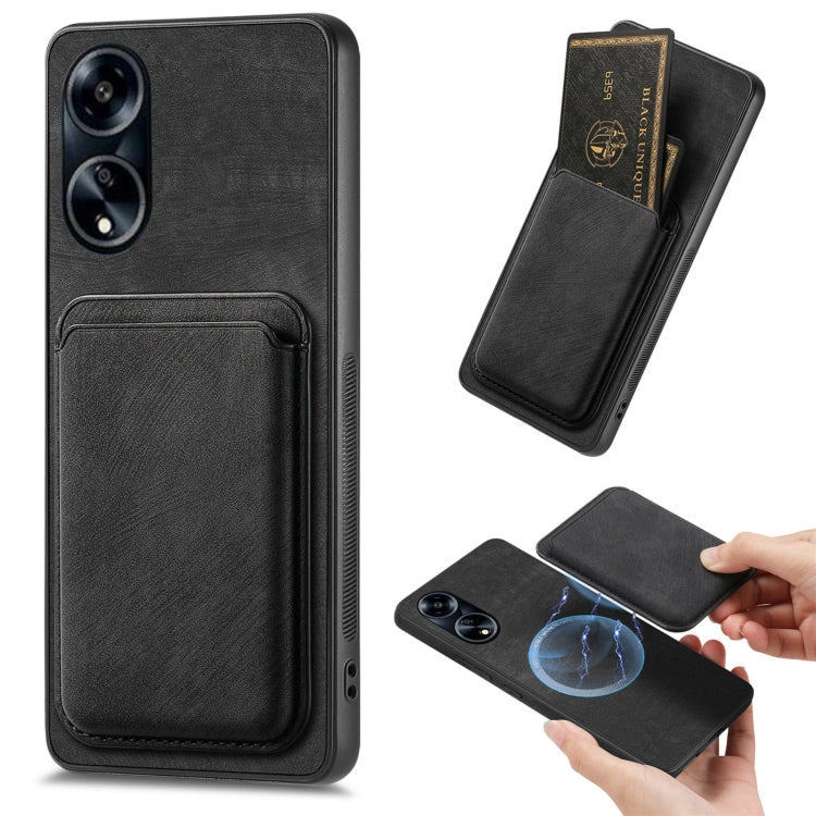 For OPPO A1 5G Retro Leather Card Bag Magnetic Phone Case(Black) - OPPO Cases by buy2fix | Online Shopping UK | buy2fix