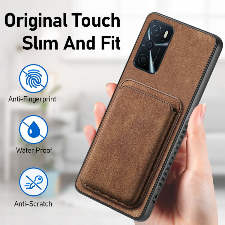 For OPPO Reno8 T 4G Retro Leather Card Bag Magnetic Phone Case(Brown) - OPPO Cases by buy2fix | Online Shopping UK | buy2fix