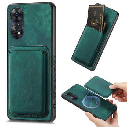 For OPPO Reno8 T 4G Retro Leather Card Bag Magnetic Phone Case(Green) - OPPO Cases by buy2fix | Online Shopping UK | buy2fix