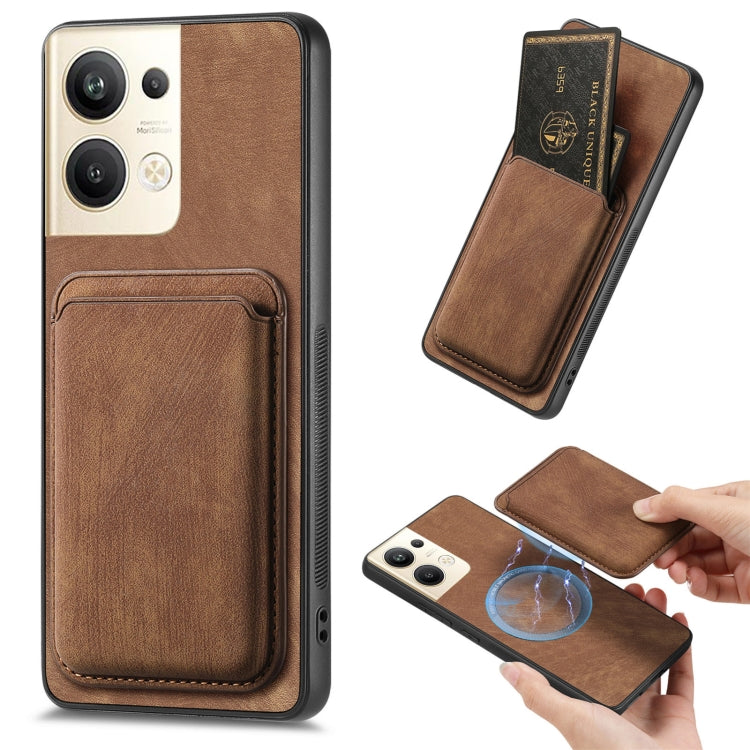 For OPPO Reno9 Pro+ 5G Retro Leather Card Bag Magnetic Phone Case(Brown) - OPPO Cases by buy2fix | Online Shopping UK | buy2fix