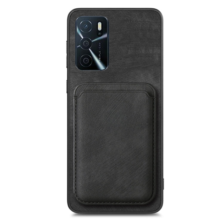 For OPPO A17K Retro Leather Card Bag Magnetic Phone Case(Black) - OPPO Cases by buy2fix | Online Shopping UK | buy2fix