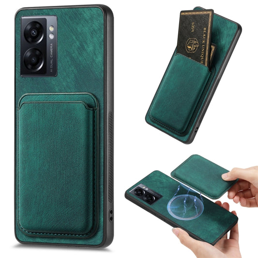 For OPPO A57 5G Retro Leather Card Bag Magnetic Phone Case(Green) - OPPO Cases by buy2fix | Online Shopping UK | buy2fix