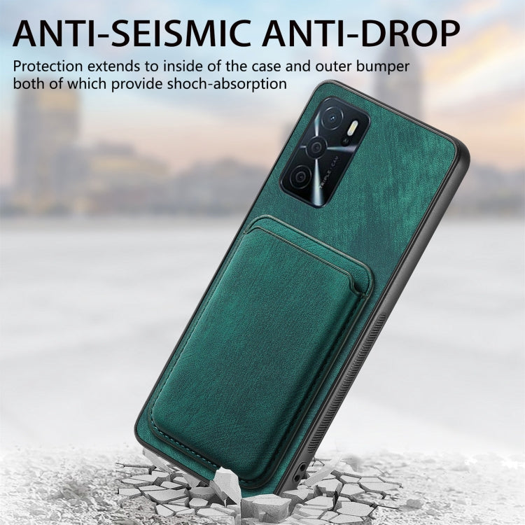 For OPPO Reno6 5G Retro Leather Card Bag Magnetic Phone Case(Green) - OPPO Cases by buy2fix | Online Shopping UK | buy2fix