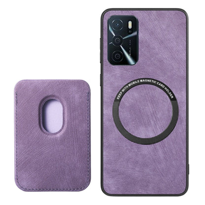 For OPPO Reno6 5G Retro Leather Card Bag Magnetic Phone Case(Purple) - OPPO Cases by buy2fix | Online Shopping UK | buy2fix