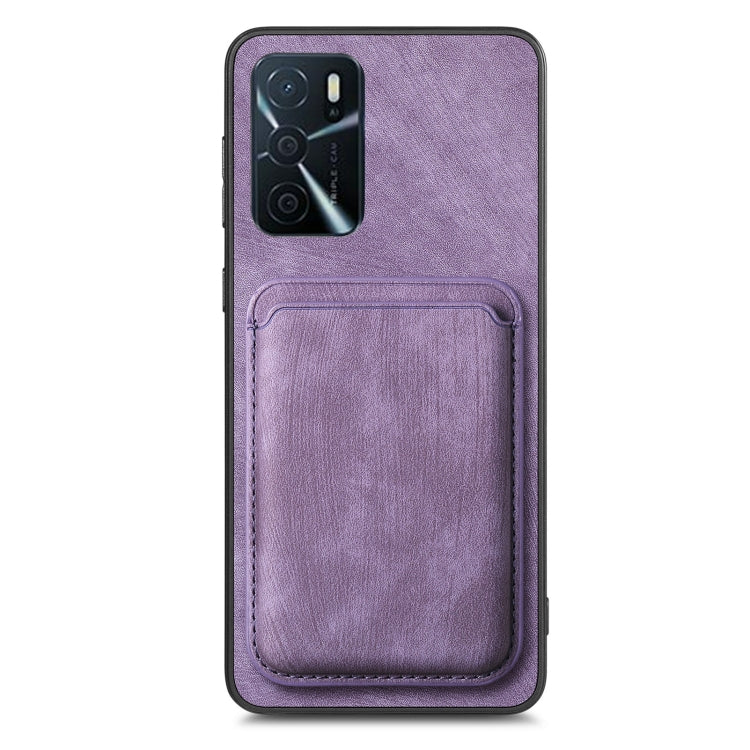 For OPPO Reno6 Pro 5G Retro Leather Card Bag Magnetic Phone Case(Purple) - OPPO Cases by buy2fix | Online Shopping UK | buy2fix